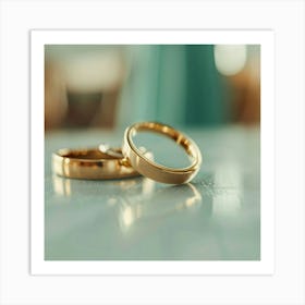 Wedding Rings On A Table Art Print