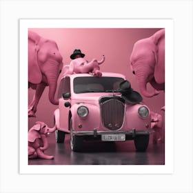 Pink Elephants Art Print