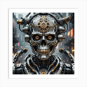 Skeleton cyborg Art Print