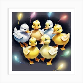 Ducks With Lights Art Print