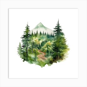 Watercolor Of A Forest Art Print