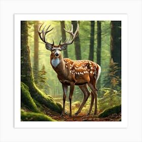 Deer In The Forest 127 Art Print