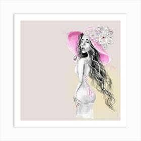 Pink Hat Summer Fashion Art Print