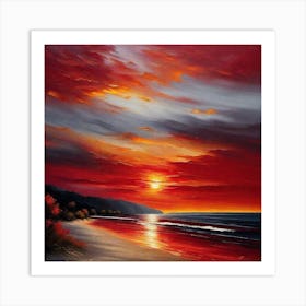 Sunset On The Beach 489 Art Print