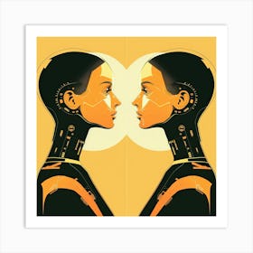 Retro Cyborg Face Off Art Print