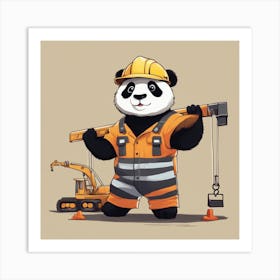 Panda Crane Worker Art Print