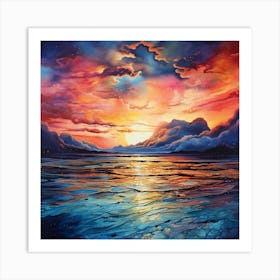 Sunset Over The Ocean 8 Art Print