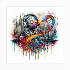 Robot Music Art Print