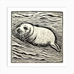 Seal Linocut Art Print