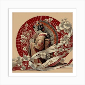 Japan Traditional Geisha Illustration By Ad 86 Art Print