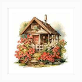 Small House With Flowers Art Print