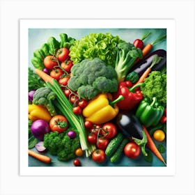 A Vibrant And Colorful Image Showcasing A Variety Of Fresh Vegetables Arranged In An Appealing And Artistic Manner Art Print