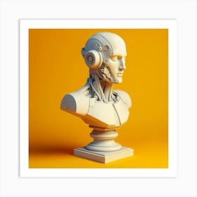 3d Rendering Of A Robot Bust Art Print