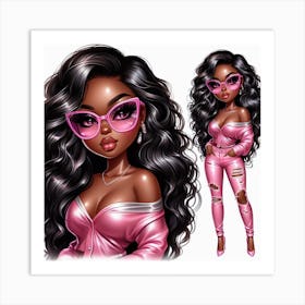 Black woman In Pink Art Print