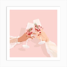 Two Women Toasting Champagne Art Print