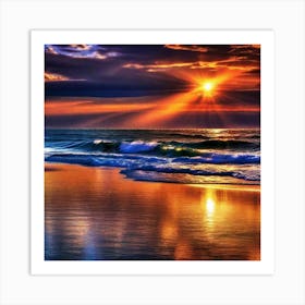 Sunset On The Beach 541 Art Print