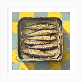 Sardines In A Tin Pastel Checkerboard 1 Art Print