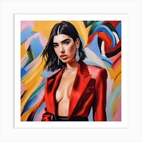 Dua Lipa 'The Woman In Red' Art Print