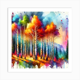 Colorful Aspen Trees Art Print