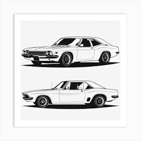 Two Classic Muscle Cars Art Print