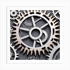 Gears On A Grey Background Art Print