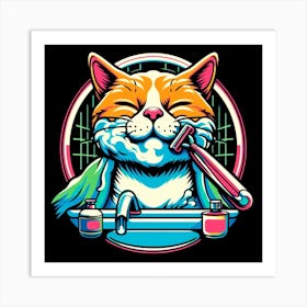 Cat In The Bathroom Art Print