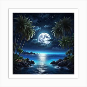 Leonardo Diffusion Xl Bright Full Moon With The Sea In The Mid 0 Art Print