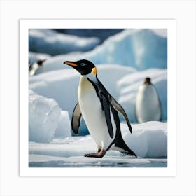 Penguins On Ice Art Print