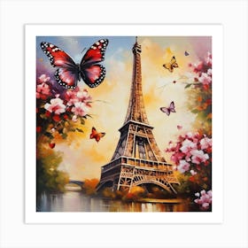 Paris With Butterflies 75 Art Print