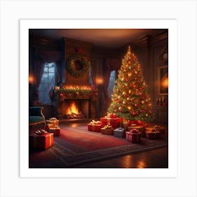 Christmas Tree In The Living Room Art Print