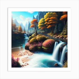 Waterfall In The Forest 30 Art Print