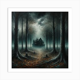 The mysterious forest and the abandoned house Art Print
