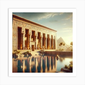 Ancient, Egyptian Temple, Adorned With Hieroglyphs, Photorealistic Art Print