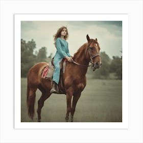 Girl Riding A Horse 2 Art Print