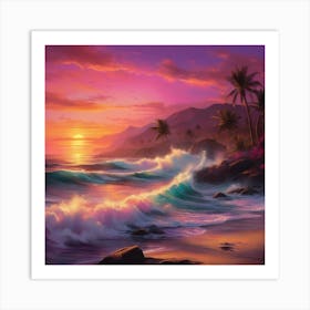 A Breathtaking Ocean View At Sunset Art Print