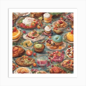 Plate Of Food Yummy Covers ( Bohemian Design ) Art Print