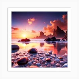 Sunset On The Beach 4 Art Print