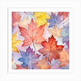 Watercolor Maple Leaves Art Print