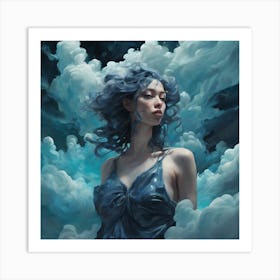 Girl In The Clouds Art Print