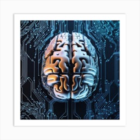 Brain On Circuit Board 16 Art Print