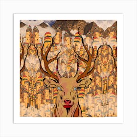 Deer In The City Art Print