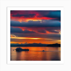 Sunset At Seattle Harbor 2 Art Print