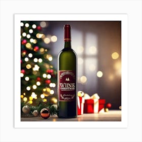 Christmas Wine Bottle 1 Art Print