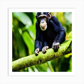 Chimpanzee In The Rainforest Art Print