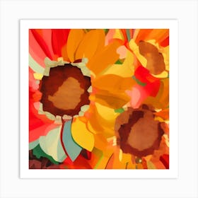 Colorful Sunflower Abstract Art Print