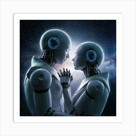 Two Robots In Love Art Print