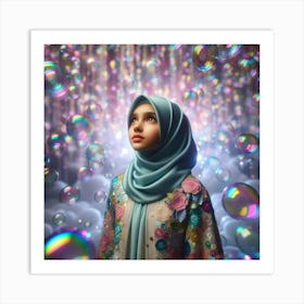 Muslim Girl With Bubbles 2 Art Print