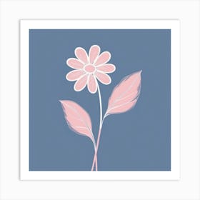 A White And Pink Flower In Minimalist Style Square Composition 277 Art Print