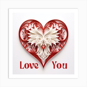 Heart Paper Art Love You Valentine's Day Art Print