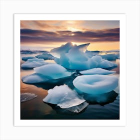 Icebergs At Sunset 43 Art Print